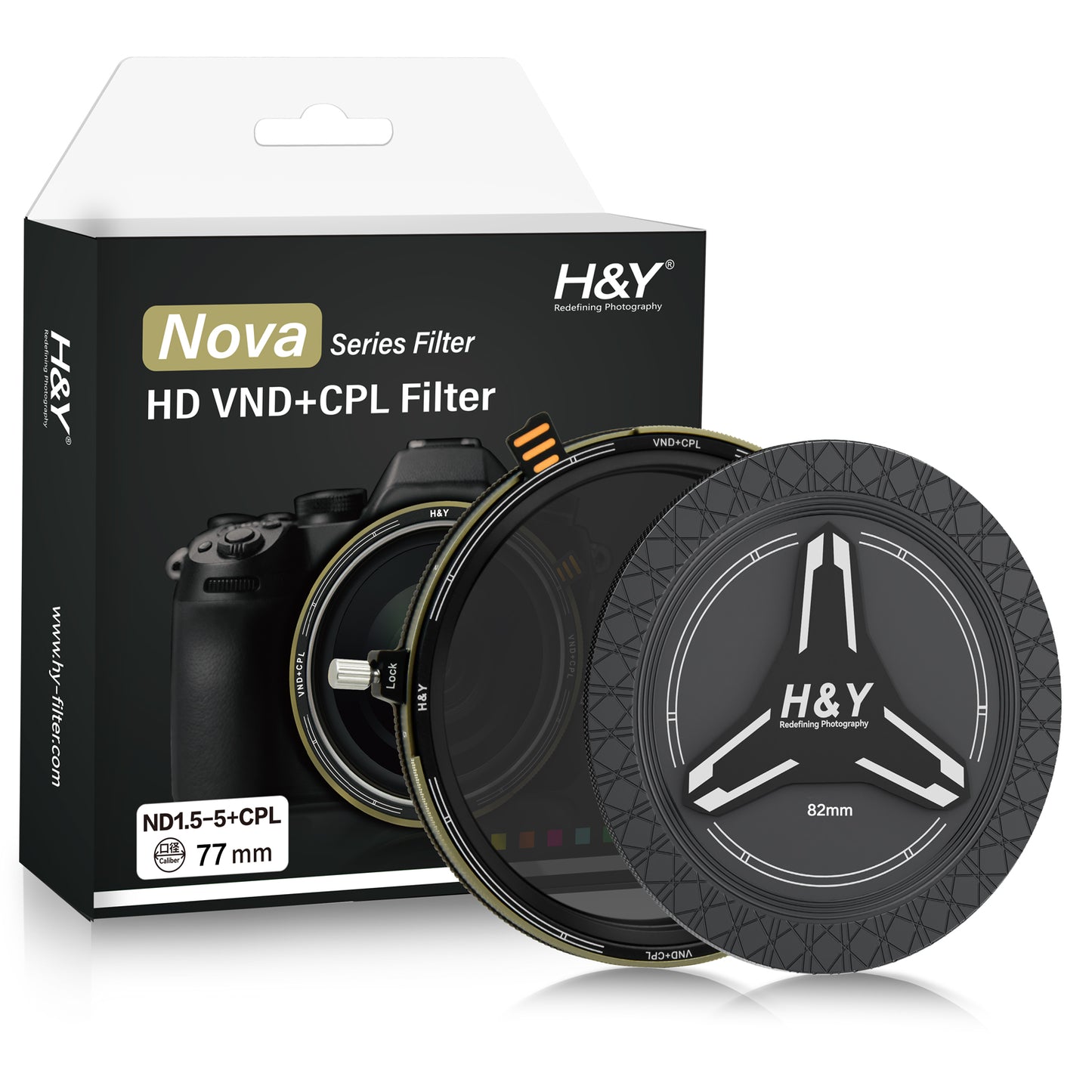 H&Y Nova Series Filter VND+CPL (1.5-5 stops)-77mm